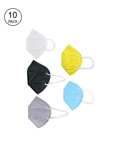 

OOMPH Unisex Pack Of 10 Solid 5-Ply Reusable Anti-Pollution 200 GSM KN95 Face Masks, Yellow