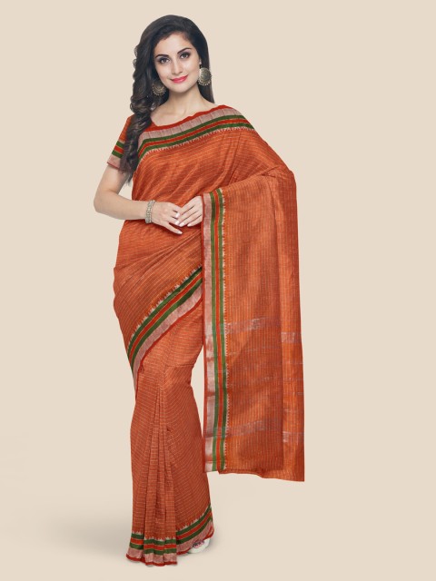 

Kalamandir Orange Pure Cotton Checked Mangalagiri Saree