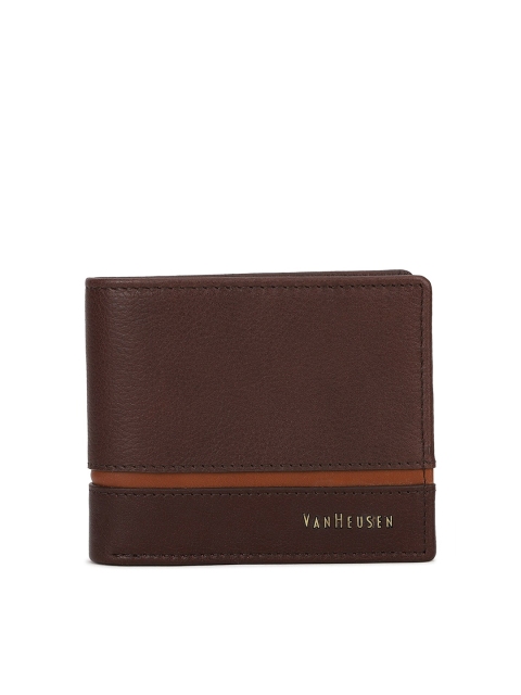 

Van Heusen Men Brown Textured Leather Two Fold Wallet