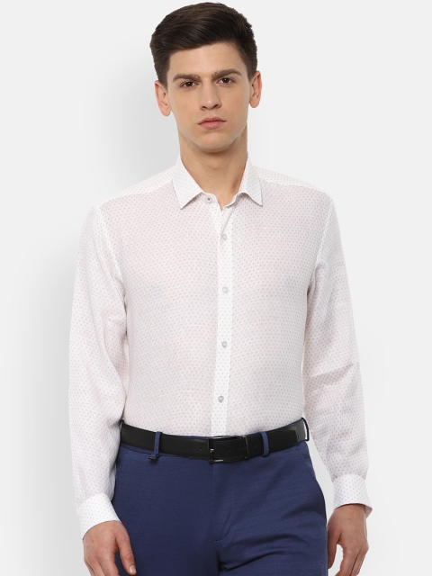 

Louis Philippe Men White Slim Fit Printed Casual Linen Shirt