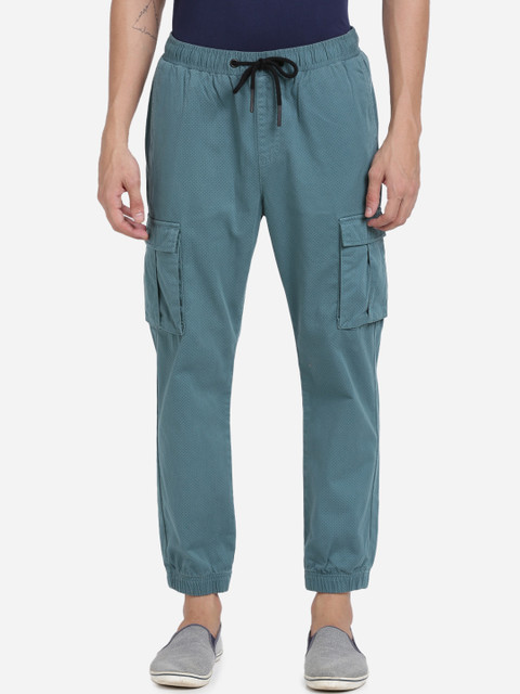 

Breakbounce Men Blue Slim Fit Solid Cargo Joggers