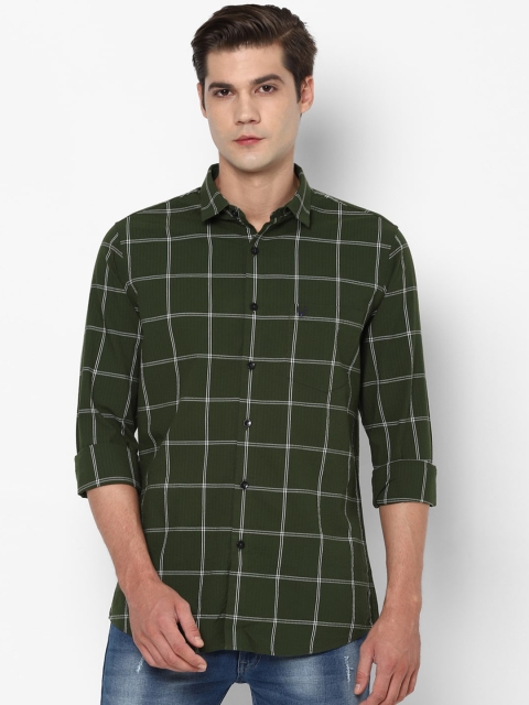 

Allen Solly Men Olive Green & White Slim Fit Checked Casual Shirt