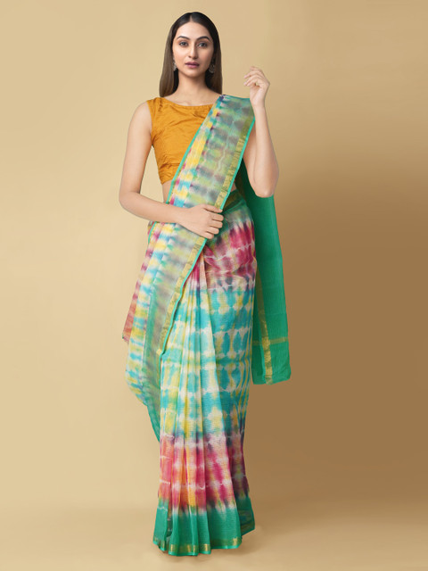 

Unnati Silks Multicoloured Pure Cotton Dyed Handloom Kota Saree, Multi