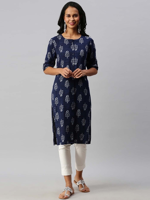 

Soch Women Blue Ethnic Motifs Printed Kurta