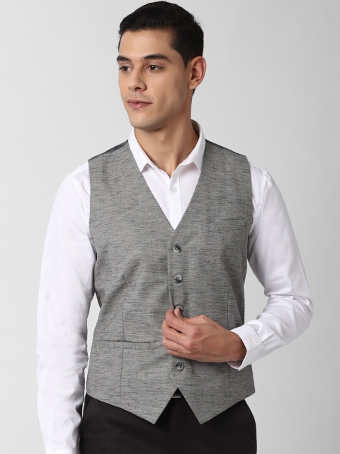 

Peter England Men Grey Solid Waistcoat