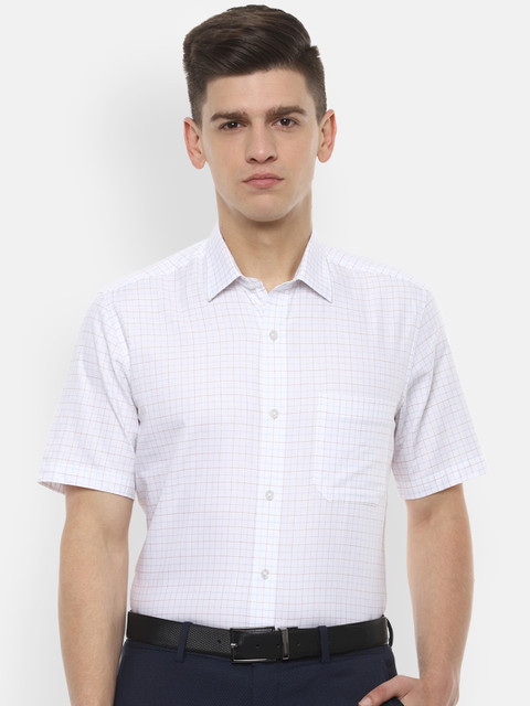 

Louis Philippe Men White & Red Checked Slim Fit Pure Cotton Formal Shirt