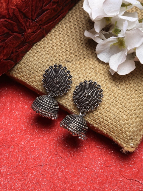 

NEUDIS Silver-Toned Contemporary Jhumkas