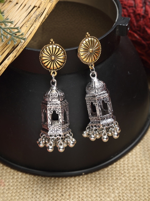 

NEUDIS Gold and Silver Toned Contemporary Jhumkas