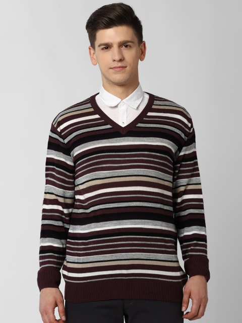 

Peter England Men Brown Striped Acrylic Pullover Sweater