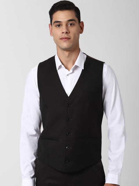 

Peter England Men Black Solid Formal Waistcoat