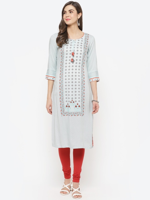 

Rangriti Women Green Geometric Printed Kurta