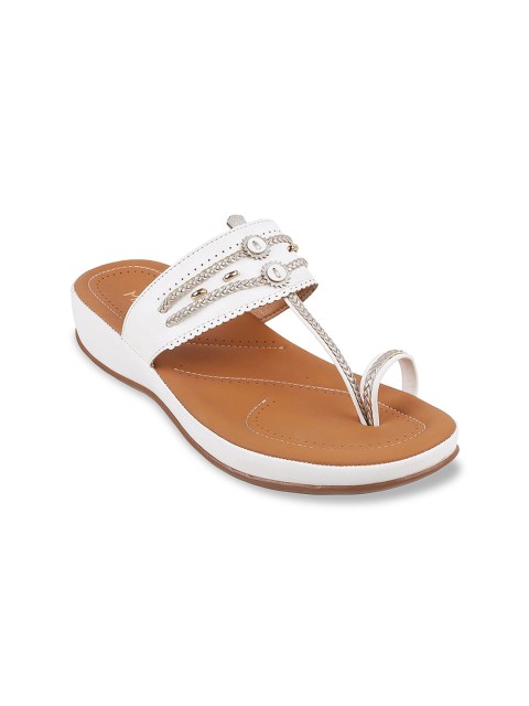 

Metro Women White & Silver-Toned Woven Design Sandals