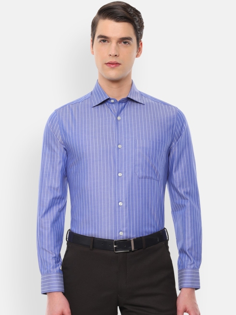 

Louis Philippe Men Blue Regular Fit Striped Casual Shirt