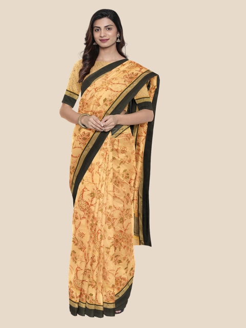 

Kalamandir Orange Printed Silk Blend Saree