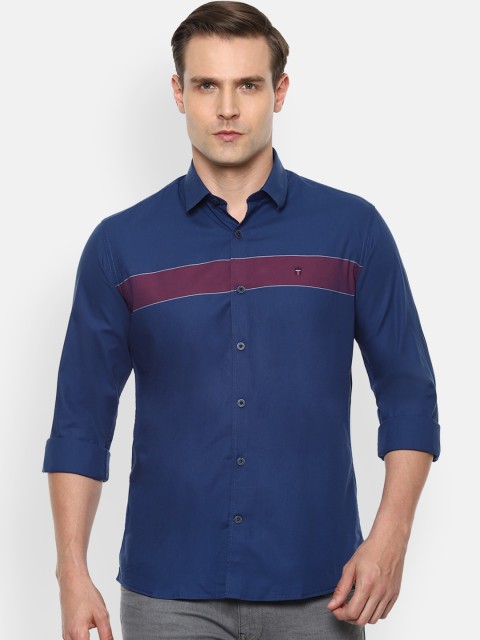 Louis Philippe Sport Men Blue Slim Fit Cotton Solid Casual Shirt