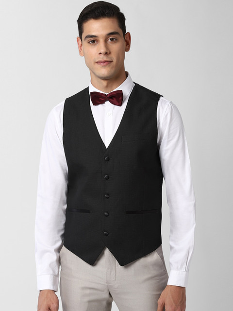 

Peter England Men Black Woven-Design Slim Fit Formal Waistcoat