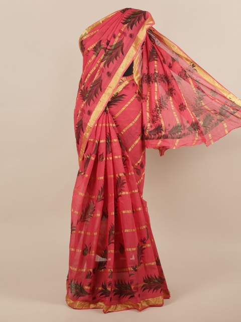 

Pothys Red & Golden Pure Cotton Printed Saree