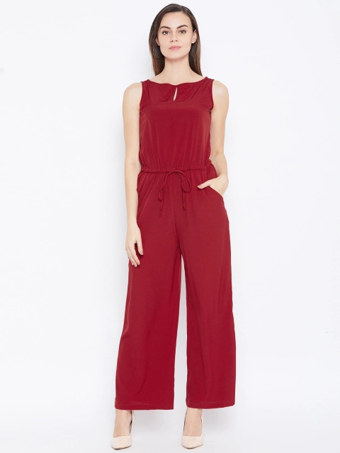 

Cottinfab Women Maroon Solid Basic Jumpsuit
