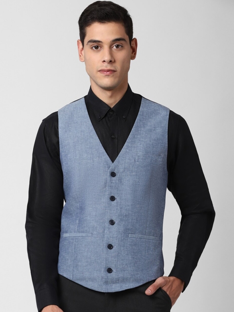 

Peter England Men Blue Solid Woven Waistcoat