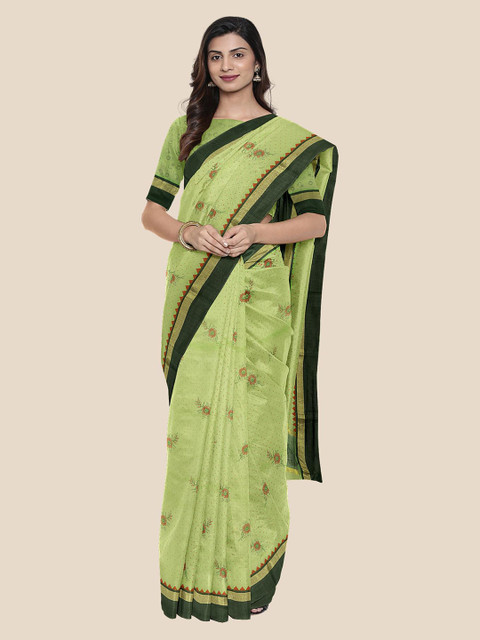 

Kalamandir Green & Orange Silk Blend Printed Saree