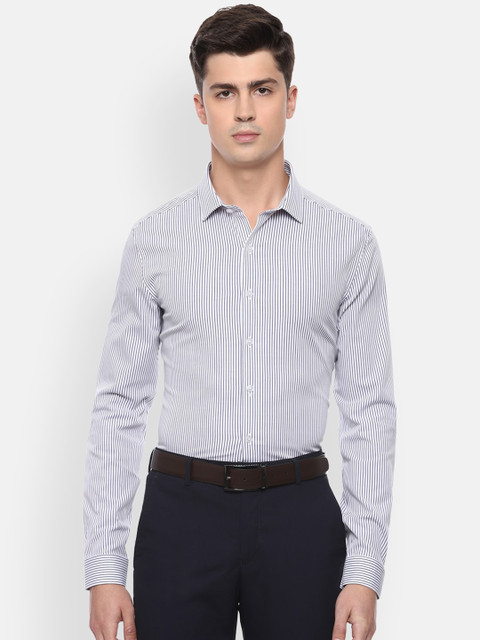 

Louis Philippe Men White Slim Fit Striped Casual Shirt