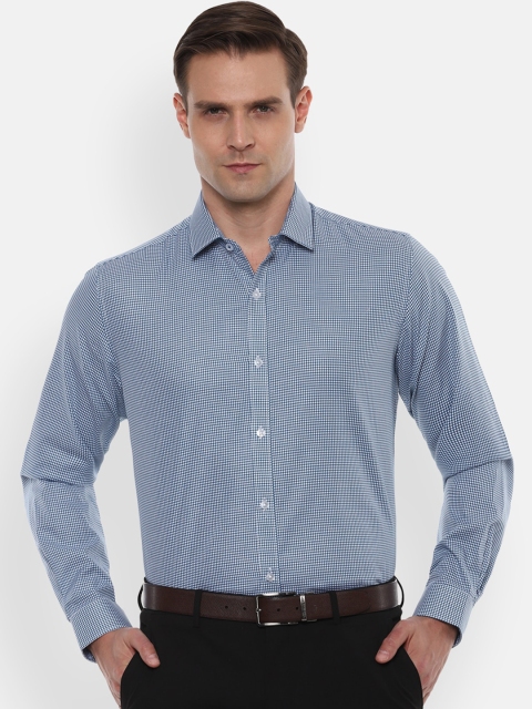 

Louis Philippe Men Blue Slim Fit Checked Casual Shirt