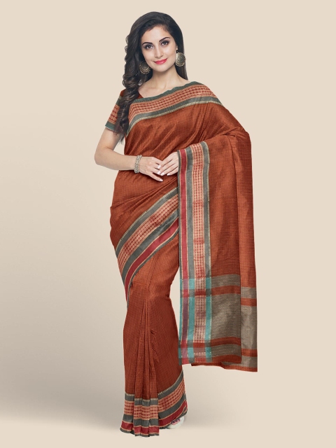 

Kalamandir Brown Pure Cotton Checked Mangalagiri Saree