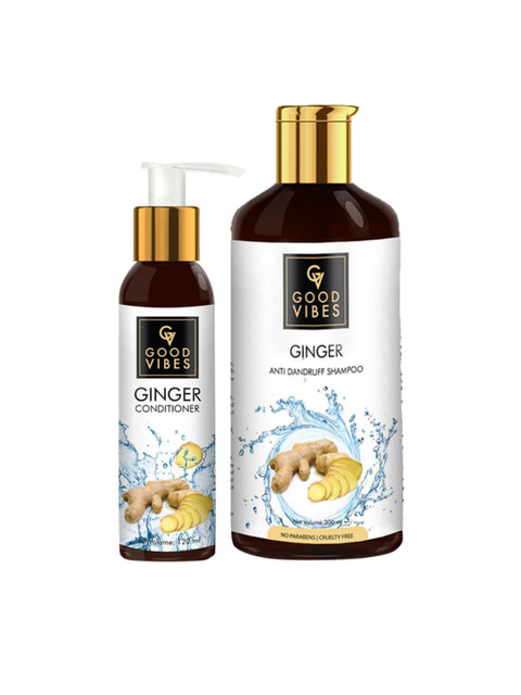 

Good Vibes Set of 2 Anti Dandruff - Ginger Shampoo & Ginger Conditioner, Transparent