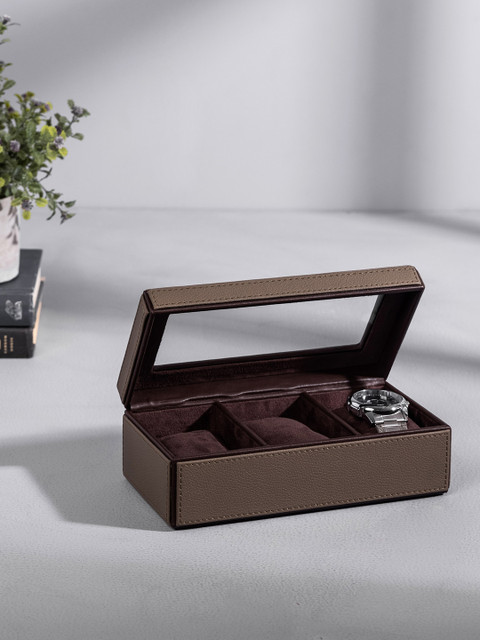 

Pure Home and Living Brown Textured Watch Organiser