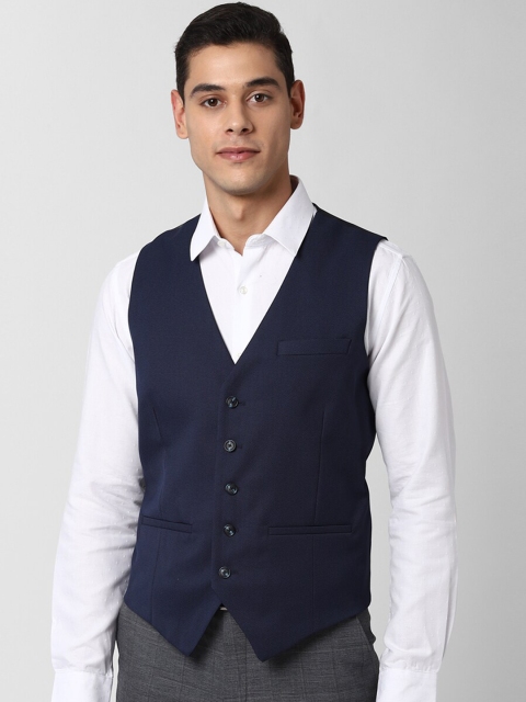 

Peter England Men Navy Blue Solid Slim-Fit Single-Breasted Waistcoat