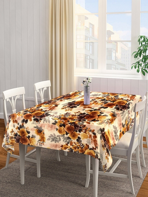 

KLOTTHE Beige & Brown Floral Printed Cotton Table Cover