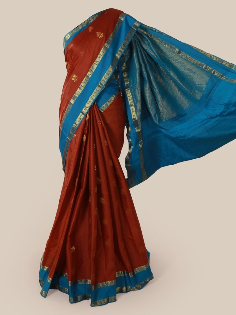

Pothys Brown & Blue Pure Silk Woven Design Saree