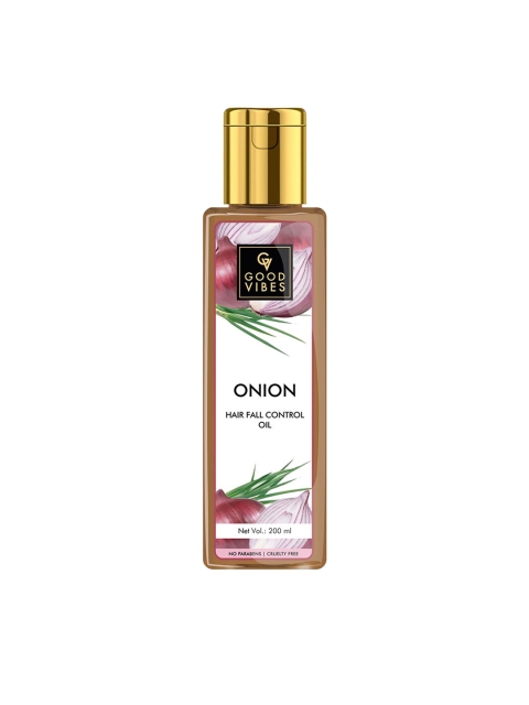 

Good Vibes Onion Hairfall Control Hair Oil - 200 ml, Transparent