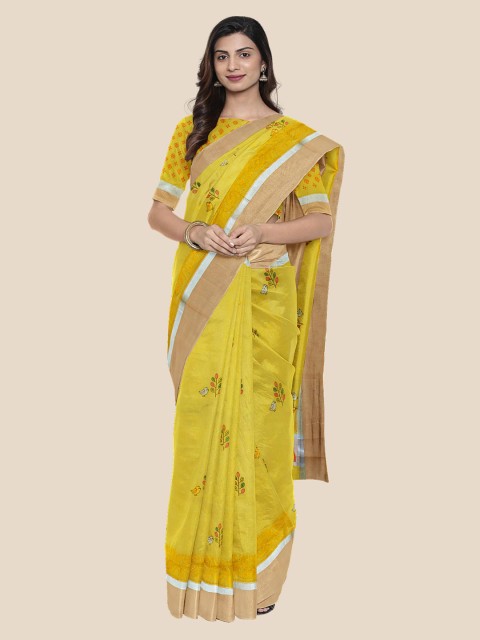 

Kalamandir Yellow Printed Silk Cotton Saree
