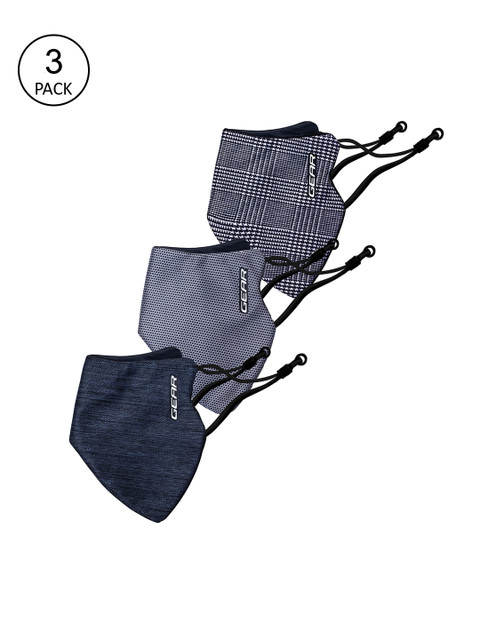 

Gear Unisex Pack of 3 Printed 6-Ply G95+ NABL Accredited Reusable Protective Outdoor Masks, Blue