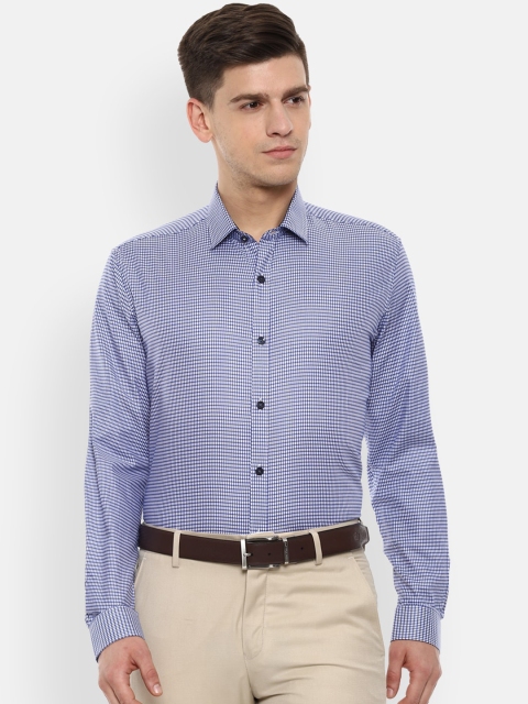 

Louis Philippe Men Blue Slim Fit Checked Casual Shirt