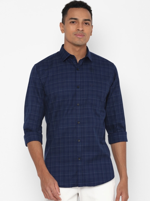 

Allen Solly Men Navy Blue & White Slim Fit Checked Cotton Casual Shirt