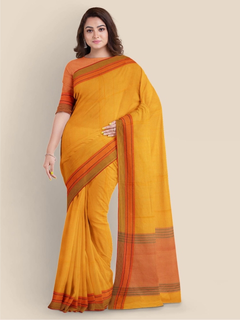 

Kalamandir Yellow Pure Cotton Solid Mangalagiri Saree