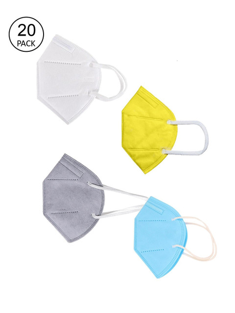

OOMPH Unisex Pack Of 20 Solid 5-Ply Protective Outdoor 200 GSM KN95 Masks, Yellow