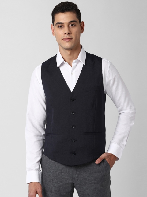 

Peter England Men Navy-Blue Solid Woven Waistcoat