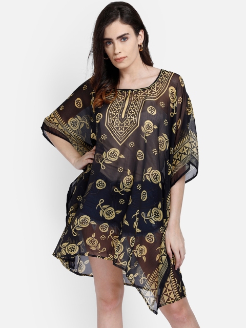 

Aditi Wasan Black & Gold Floral Print Kaftan Dress