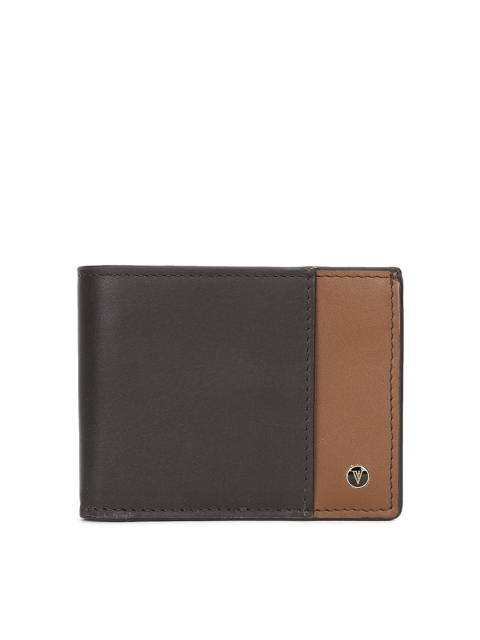 

Van Heusen Men Brown & Black Textured Leather Two Fold Wallet