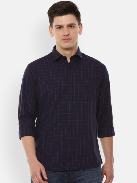 

Louis Philippe Sport Men Navy Blue & Red Slim Fit Cotton Checked Casual Shirt