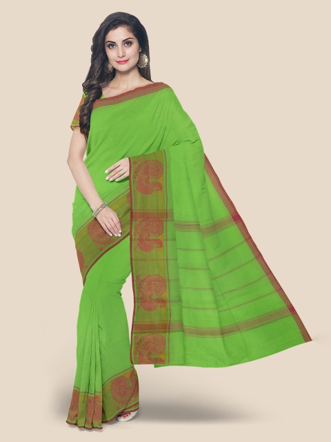 

Kalamandir Green Pure Cotton Solid Mangalagiri Saree