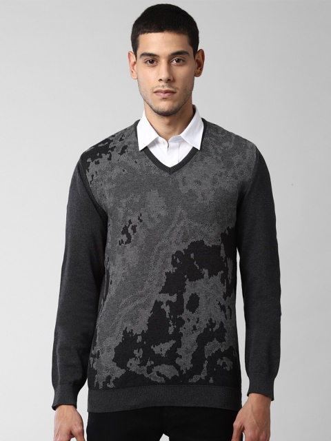 

Peter England Casuals Men Grey & Black Printed Cotton Pullover Sweater