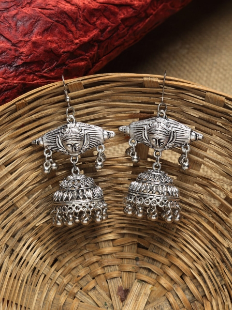 

NEUDIS Silver-Toned Contemporary Jhumkas