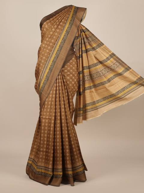 

Pothys Brown & Beige Jute Silk Printed Saree