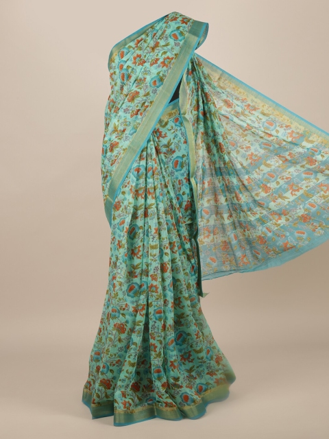 

Pothys Green & Brown Jute Silk Printed Saree