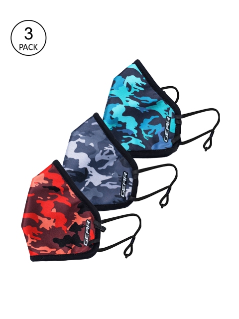 

Gear Pack Of 3 Orange & Grey Camoflouge Printed 6-Ply Outdoor Face Masks