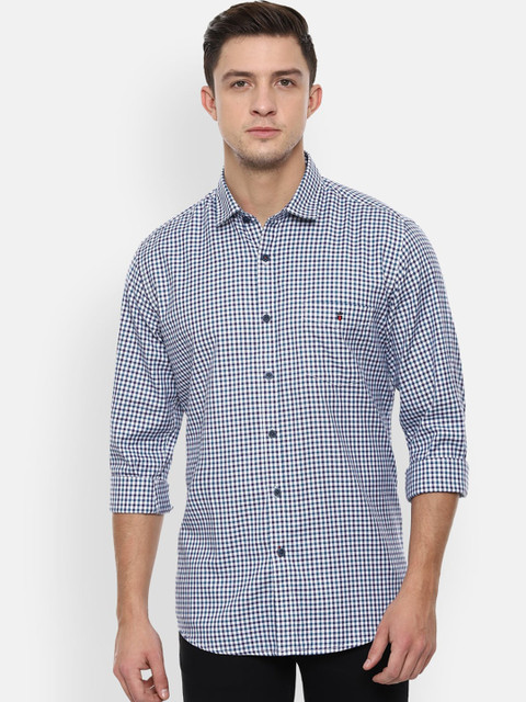 

Louis Philippe Sport Men Navy Blue Slim Fit Cotton Checked Casual Shirt